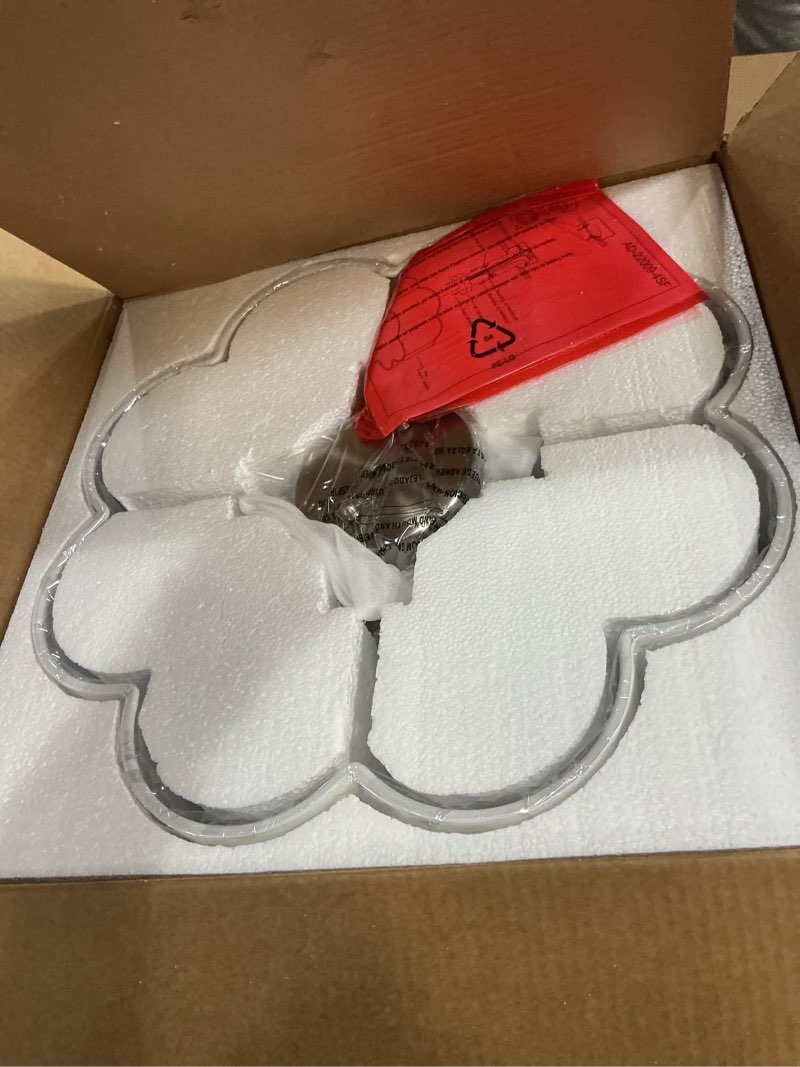 Condition photo showing Good Condition for Semi Flush Mount Ceiling Lights, 4-Light 18" Ceiling Light Fixtures with Fabric Shade in Flower Shape, Brushed Nickel Farmhouse Drum Lighting for Nursery Bedroom Kitchen, AD-22009-4SF-SN Nickel, Flower Shade 18"