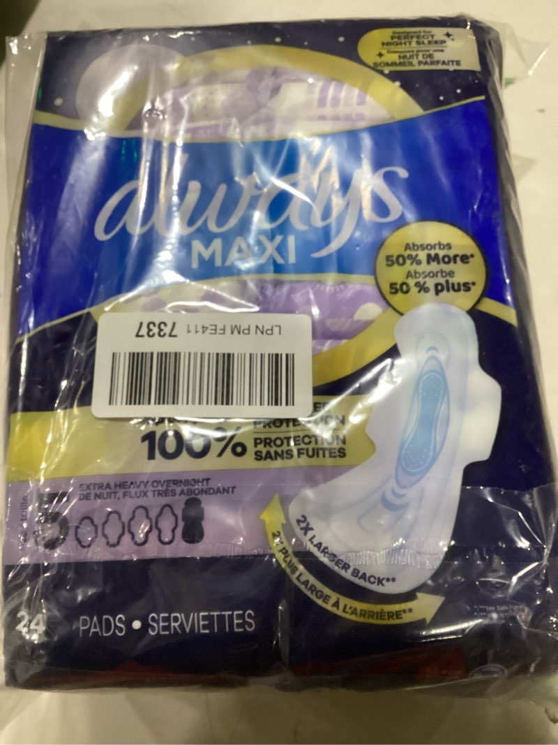 Condition photo showing Good Condition for Always Maxi Overnight Pads with Wings, Size 5, Extra Heavy Overnight, Unscented, 24 count Size 5 72.0