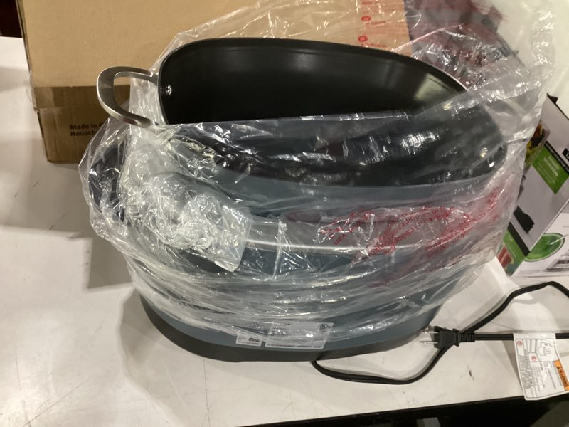 Condition photo showing As Is for missing spoon!!! ninja mc1001 foodi possiblecooker pro 8.5 quart multi-cooker, with 8-in-1 slow cooker, dutch oven, steamer, glass lid integrated spoon, nonstick, oven safe pot to 500°f, sea salt gray