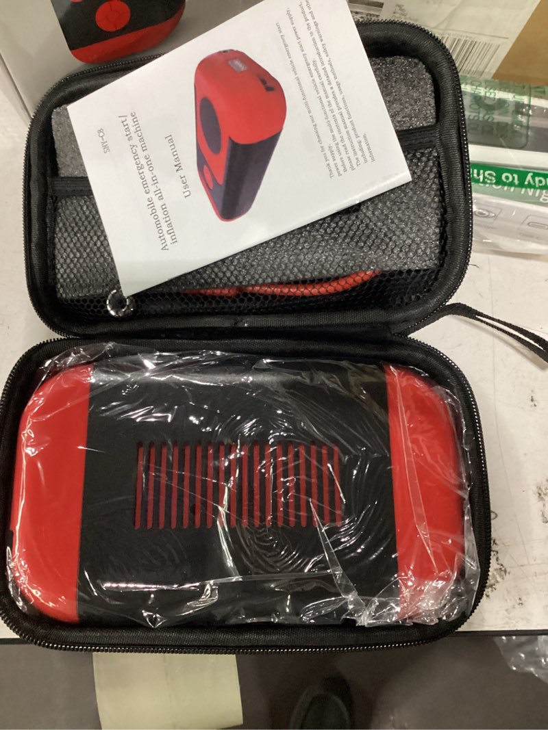 Condition photo showing Good Condition for jump starter with air compressor,5000a portable car battery booster (10 gas/8l diesel) with 150psi tire inflator,12v car battery jump box,cordless air pump for,motorcycle,bike, balls,led light