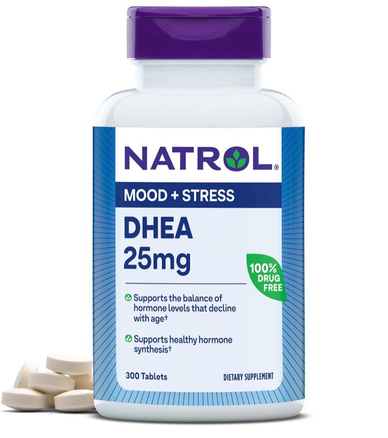 Natrol Mood & Stress DHEA 25mg With Calcium, Dietary Supplement for Balance of Certain Hormone Level and Mood Support, 300 Tablets, 300 Day Supply(( Expiration Date/12/31/2025))