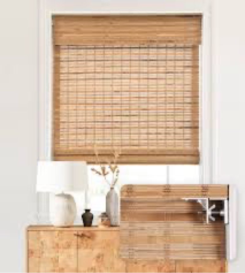 LazBlinds No Tools No Drill Cordless Bamboo Roman Shades, Light Filtering Window Treatment, Roll Up 