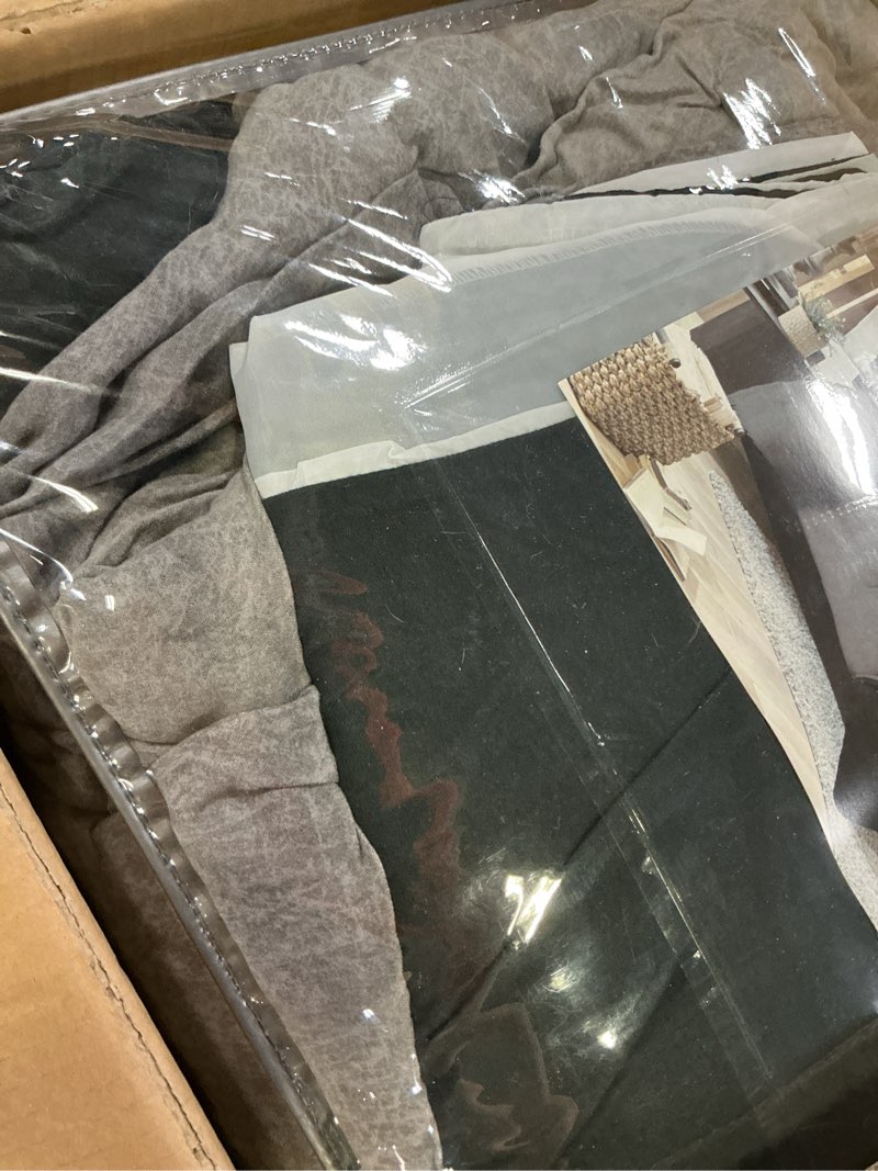 Condition photo showing Good Condition for Madison Park Boone Cozy Comforter Set, Faux Suede, Deluxe Hotel Styling All Season Down Alternative Bedding Matching Shams, Decorative Pillow, Queen (90 in x 90 in), Rustic Grey 7 Piece,Dark Gray Dark Grey Queen (90 in x 90 in)