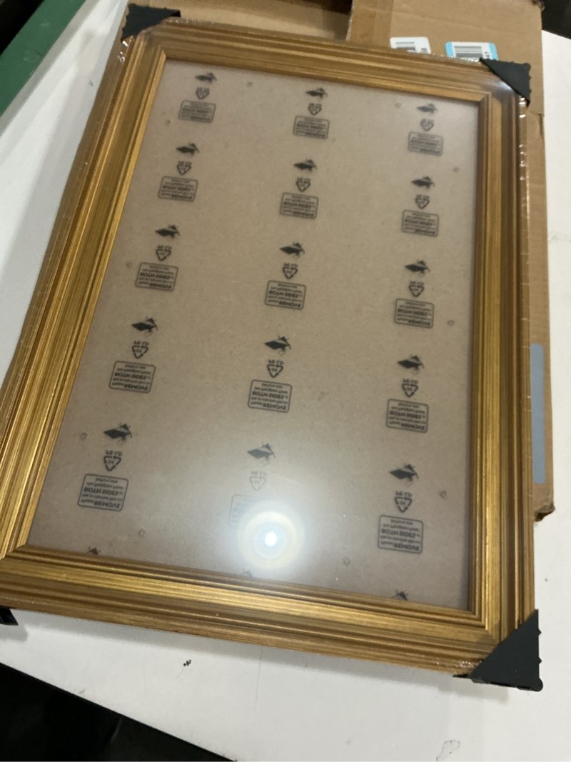 Condition photo showing New/Like New for GULETHUN 12x18 Frame, Transitional Modern Design Picture Frames, 12 by 18 Rustic Poster Frame for Home Decor, Gold Vintage Photo Frame, Horizontal or Vertical Display, Choose Size & Color Gold 12x18in