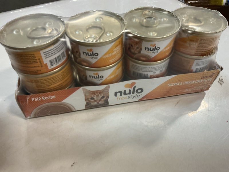 Condition photo showing New/Like New for (Best By:10/16/2026) Nulo Freestyle Chicken & Chicken Liver Recipe Pate Wet Canned Cat Food, 2.8 Ounce (Pack of 12) Chicken & Chicken Liver 2.8 Ounce (Pack of 12)
