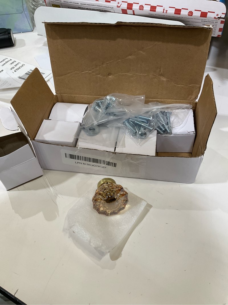 Condition photo showing Good Condition for 8 Pack Crystal Drawer Knobs Cabinet Knob Antique Drawer Pulls, Kitchens Closet Dresser Drawers Cupboard Wardrobe Vintage Pull, Clear Champagne Crystals Gold Base 8 Pack Champagne Gold