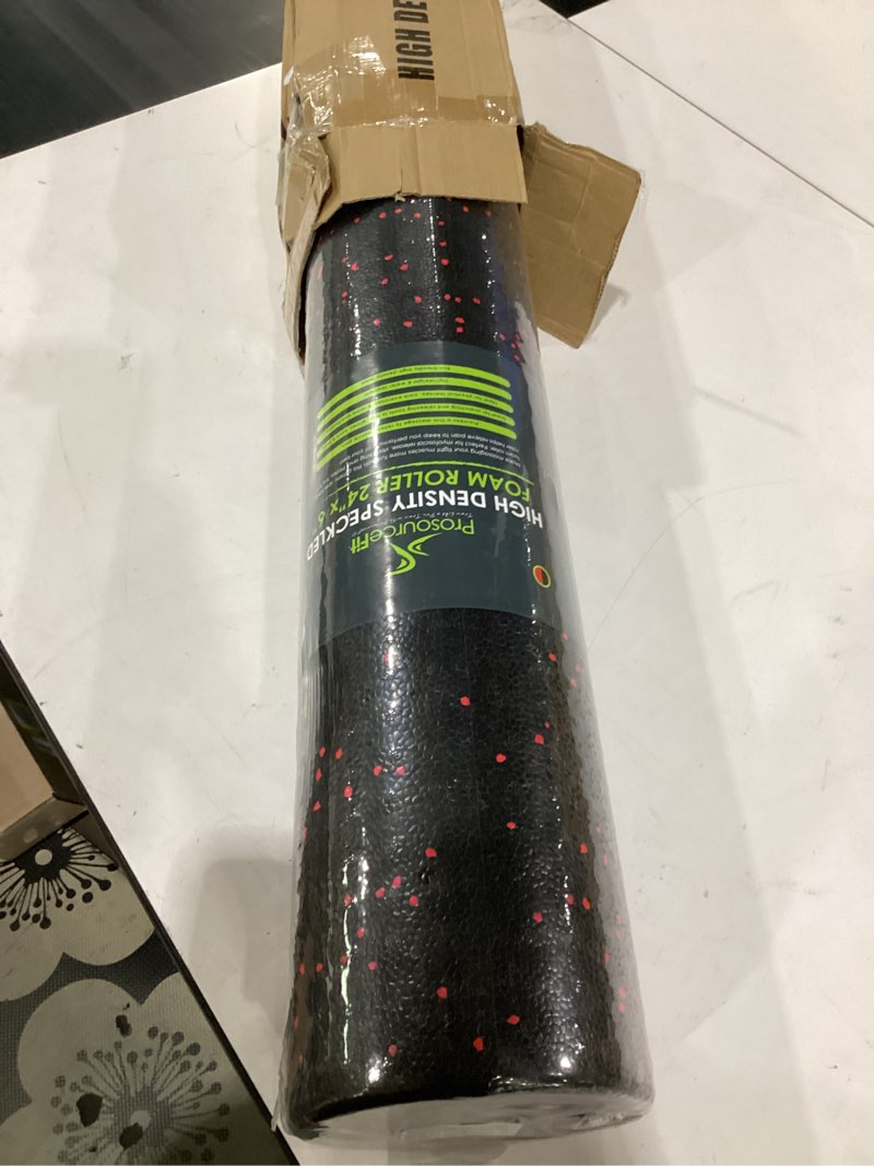 Condition photo showing Good Condition for prosourcefit high density foam rollers 12 - inches long, firm full body athletic massage tool for back stretching, yoga, pilates, post workout muscle recuperation, black/green