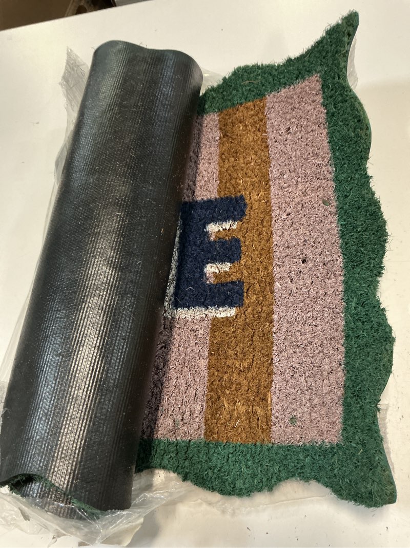 Condition photo showing Good Condition for folkulture welcome matt outdoor | 16 x 28 door mats for front door mat outside entrance | eco friendly | welcome-mats cute | scalloped coir door mats | outdoor decor for home | durable & anti slip welcome - scallop 16" x 28"