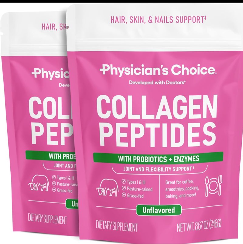 Collagen Peptides Powder - Hydrolyzed Protein(Type I & III) - Digestive Enzymes - Keto Collagen Powder for Women & Men - Hair, Skin, Joints & Workout Recovery Aid - Grass Fed, Non-GMO - Two-pack Unflavored 8.67 Ounce (Pack of 2)