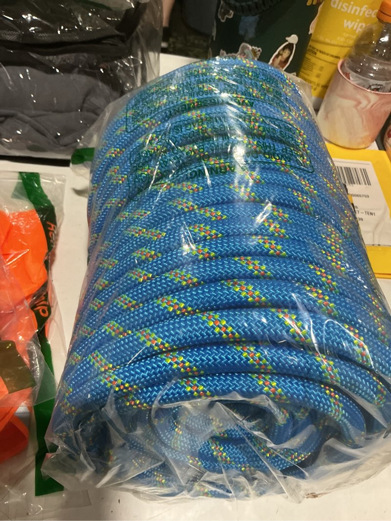 Condition photo showing New/Like New for arborist rigging rope 1/2 inch x 150 ft, heavy duty bull rope for tree pulling, felling & climbing - high strength polyester static line, blue blue 1/2 in x 150 ft