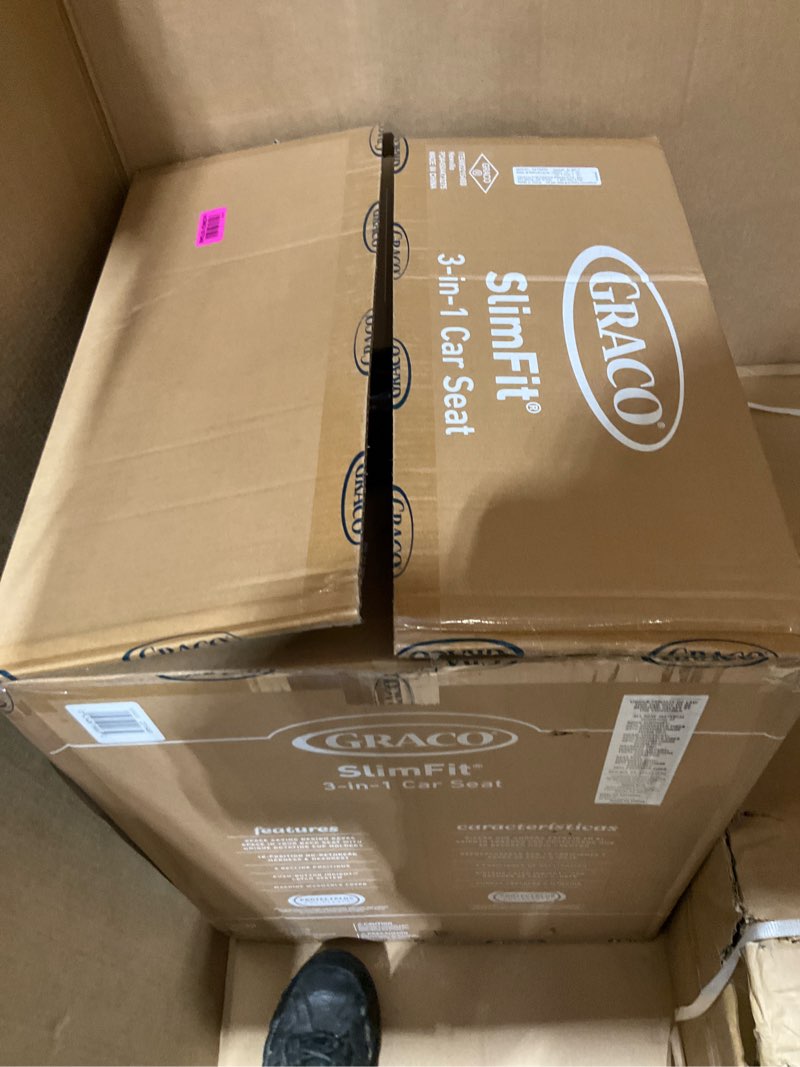 Condition photo showing New/Like New for graco slimfit 3-in-1 convertible car seat, ultra-space-saving design, jarret, suitable for rear and forward-facing, highback booster seat with 10-position headrest