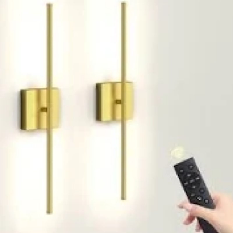 2-pack rechargeable wall sconces with remote control, non-hardwired