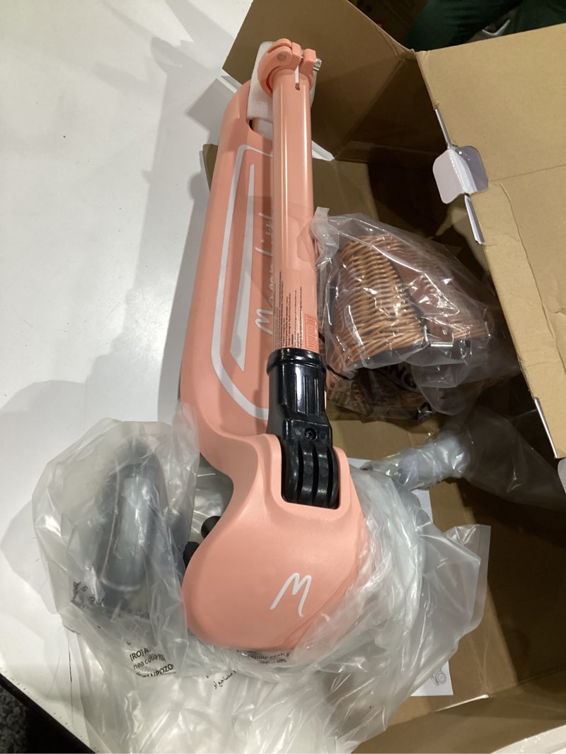 Condition photo showing Good Condition for MomnLittle Kick Scooter for Kids Ages 3-10 (Beige/Pink/Navy/White) 3 Wheeled with LED Light-Up Wheels CPSC Certified Foldable and 4 Height Adjustable Toddler Scooters for Boys Girls Beige with a Basket