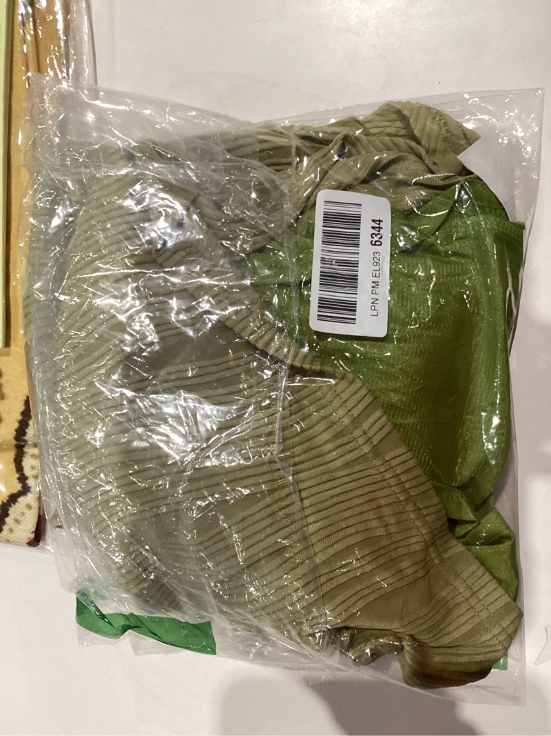 Condition photo showing Good Condition for Fisoew Womens Halter Neck Party Dress Sleeveless Slit Textured Backless Sim Fit Ruched Sexy Midi Cocktail Dresses Small Olive Green