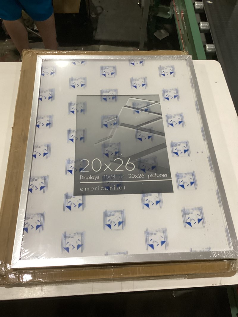 Condition photo showing New/Like New for similar to stock photos frame usa 20x26 picture frame, silver, deluxe series, wall hanging frame with high clarity plexiglass 1 20x26