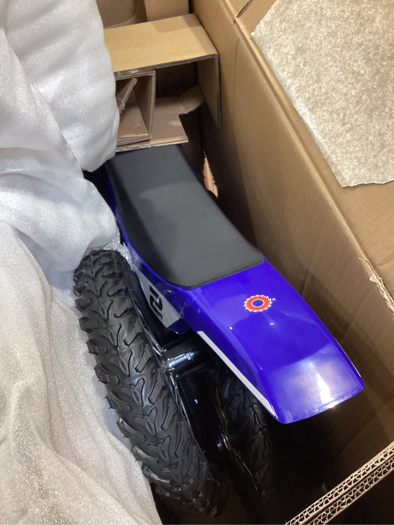 Condition photo showing Good Condition for razor mx125 dirt rocket electric-powered bike with authentic motocross geometry, rear-wheel drive,100-watt, high-torque, chain-driven motor, for kids 7+, blue