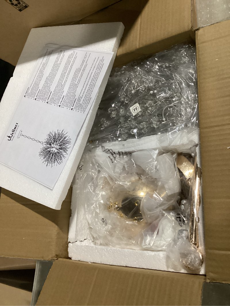 Condition photo showing New/Like New for wellmet firework crystal chandeler,modern chandelier for entryway,farmhouse brass dandelion chandelier light fixture,french gold ceiling lighting for foyer,bedroom,living room,closet,kitchen 20" d gold 20 inch