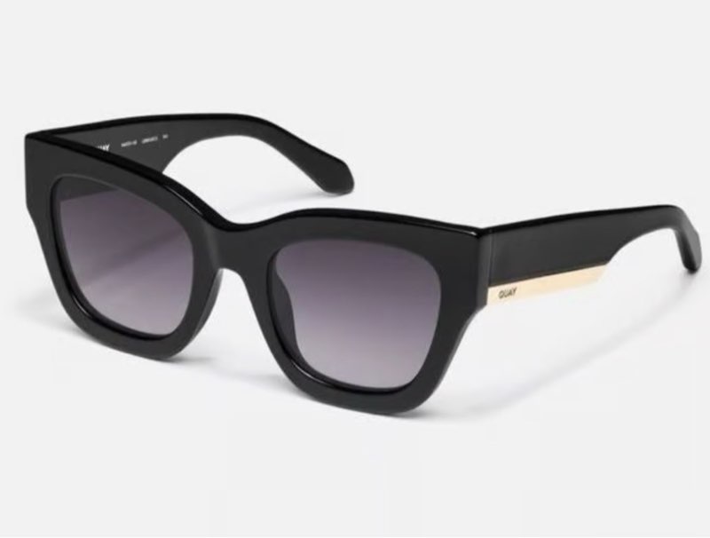Quay By The Way Square Shaped Oversized Sunglasses Black Frame Smoke Lens