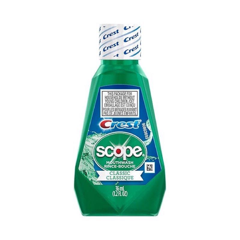 procter & gamble crest + scope rinse, classic mint, 36 ml bottle, 180/carton brand: procter & gamble