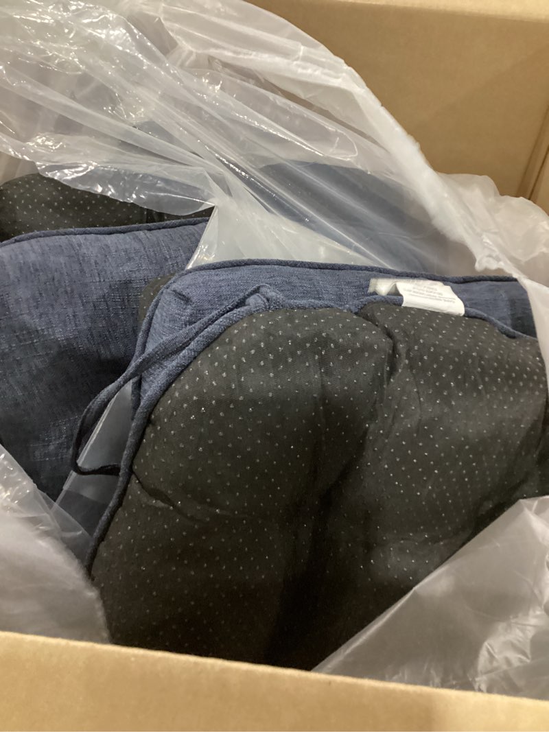 Condition photo showing As Is for chair cushions for dining chairs set of 6, kitchen chair cushions, chair pads with ties and non slip backing, tufted memory foam seat cushion 6 pack, 15.5" x 15.5" x 4", navy blue 15.5" x 15.5" x 4" navy blue 6