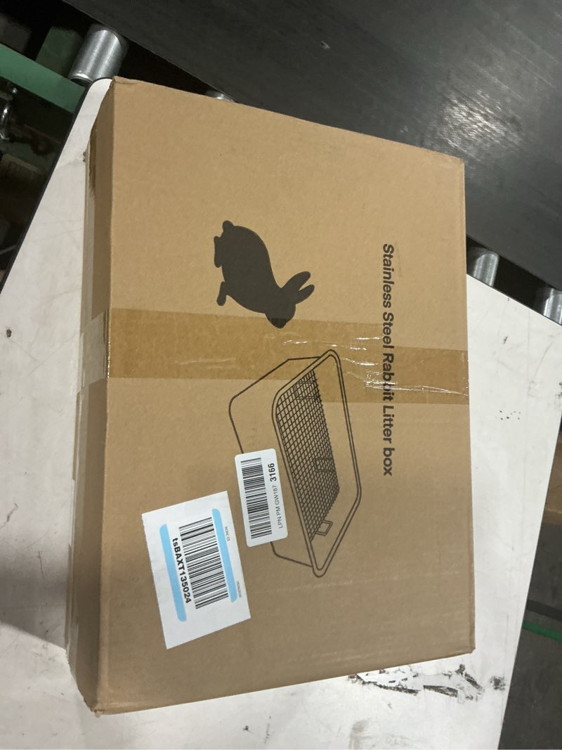 Condition photo showing Good Condition for large stainless steel rabbit litter box,bunny litter pan with widened grid,toilet tray,high back wall,deep waste storage (large)