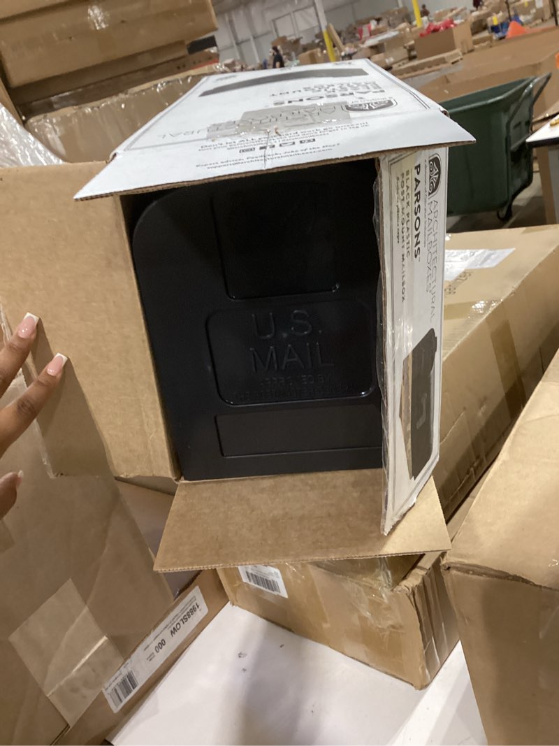 architectural mailboxes parsons™ rust-proof plastic post mounted mail box for outside, black, medium curbside mailbox, usps approved for residential delivery