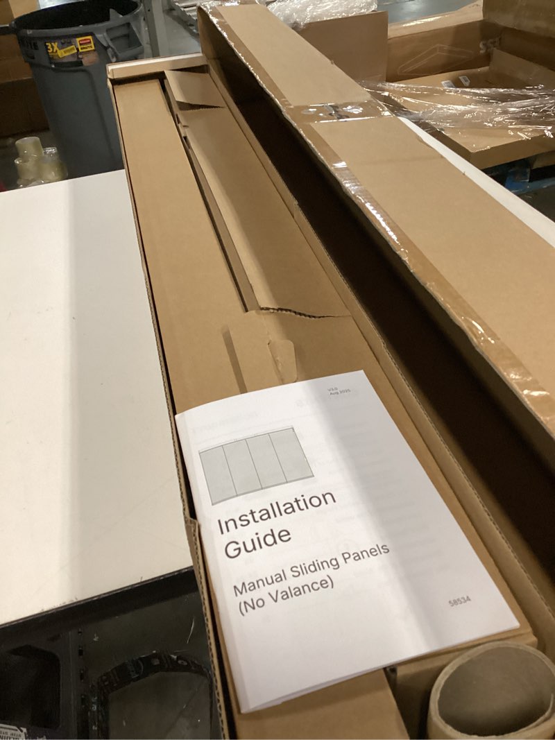 Condition photo showing Good Condition for Adjustable Panel Track Blinds Manual Blackout Vertical Blinds for Sliding Door (Dimout - Texture White, 74" W x 96" H) Dimout - Texture White 74"W x 96"H