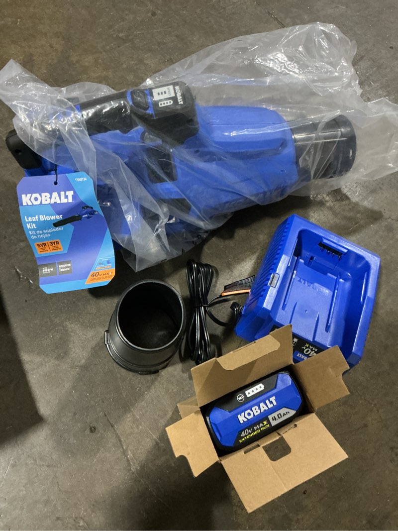 Condition photo showing Good Condition for kobalt 40-volt 600-cfm 130-mph battery handheld leaf blower 4 ah battery included charger included