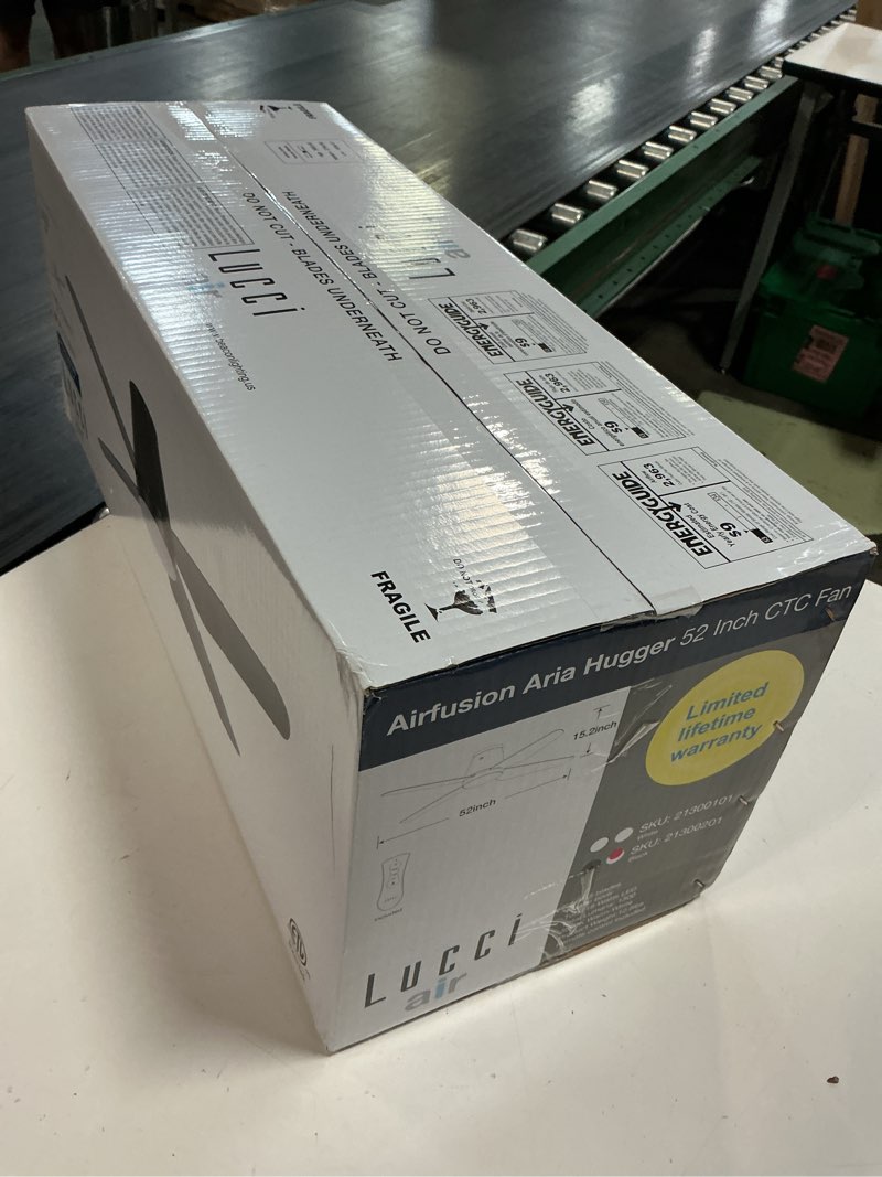 Condition photo showing New/Like New for lucci air aria hugger 52'' ctc black light with remote ceiling fan (21300201)