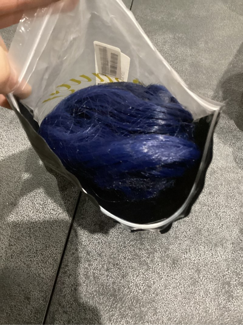Condition photo showing As Is for 24 Inch Dark Blue Wig Blue Lace Front Wig Pre Plucked Long Body Wave 13x4 HD Lace Wig Glueless Navy Blue Colored Synthetic Lace Front Wigs For Fashion Women dark blue-LW