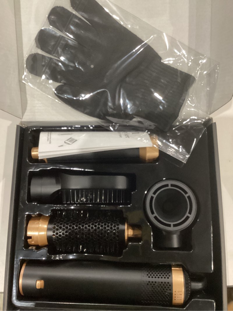 Condition photo showing Good Condition for 5 in 1 blow dryer brush, negative ion hair dryer brush set upgrade hot air brush air styler curling wrap air curler, curling iron hair styling tools as a gift for straight/curl/drying/smoothing black rose gold