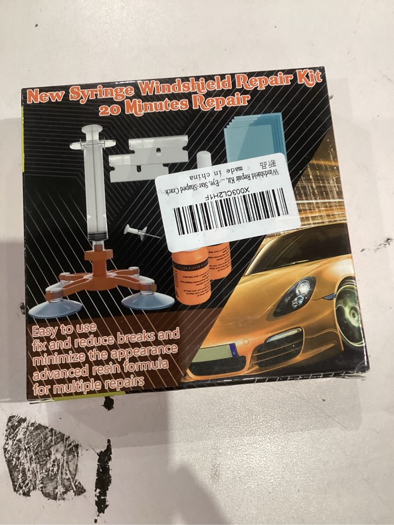 Condition photo showing New/Like New for Windshield Repair Kit, Upgraded Windshield Chip Repair Kit with Pressure Syringes,Automotive Windshield Crack Repair Kit, Glass Repair Kit Quick Fix for Fixing Bulls-Eye, Star-Shaped Crack (Orange)