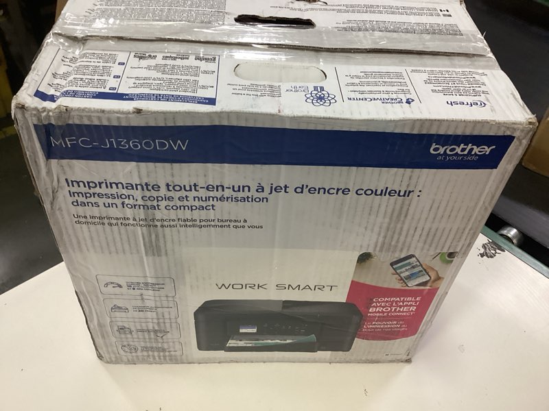 Condition photo showing New/Like New for brother work smart 1360 wireless color inkjet all-in-one printer with automatic duplex printing and 1.8” color display | includes refresh subscription trial(1) (mfc-j1360dw) (uses lc501 series inks) current model: mfcj1360dw new