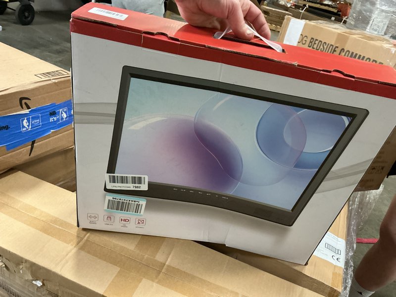 Condition photo showing Working Condition Verified for Desobry 19.2" Portable TV for Camping, Built-in 8000mAh Battery Powered TV Portable for Power Outages, Battery Operated TVs 1080P HDMI Input, AV Input, USB, for Kitchen Bedroom Camping Patio RV 19.2"?Round Stand?
