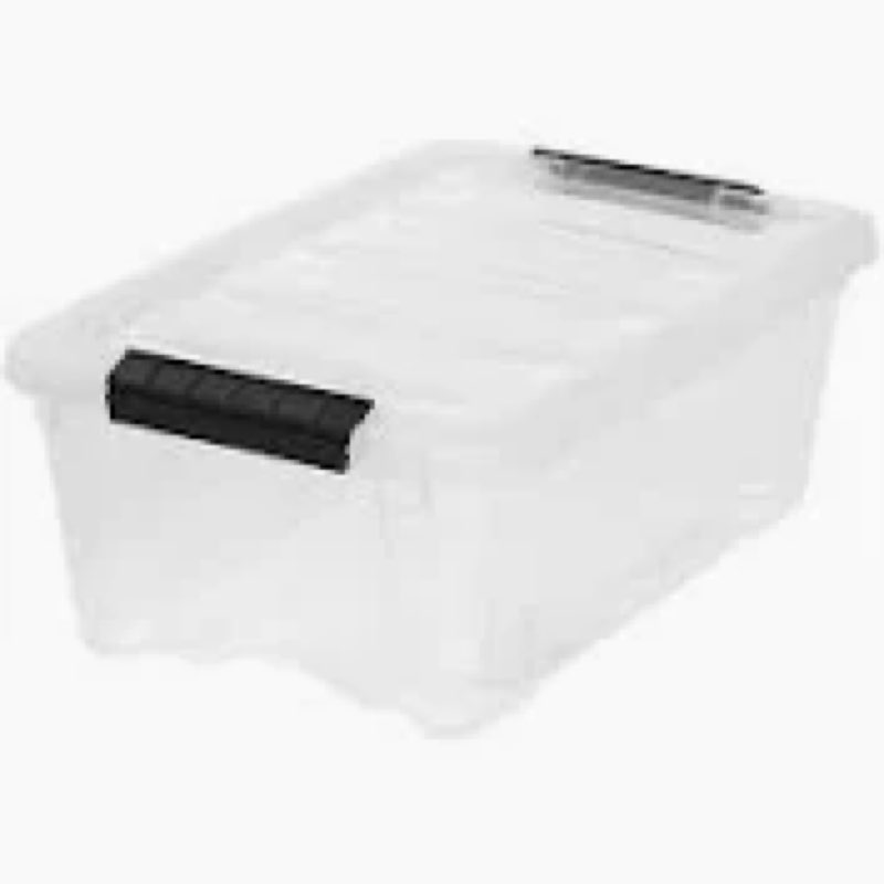 IRIS USA 2 Pack Storage Bins with Lids, 13 Quart, Made in USA Stackable See-Through Organizing Solution Latches Durable Nestable Containers Secure Pull Handle, BPA-Free Plastic Clear 13 Qt 2 Pack