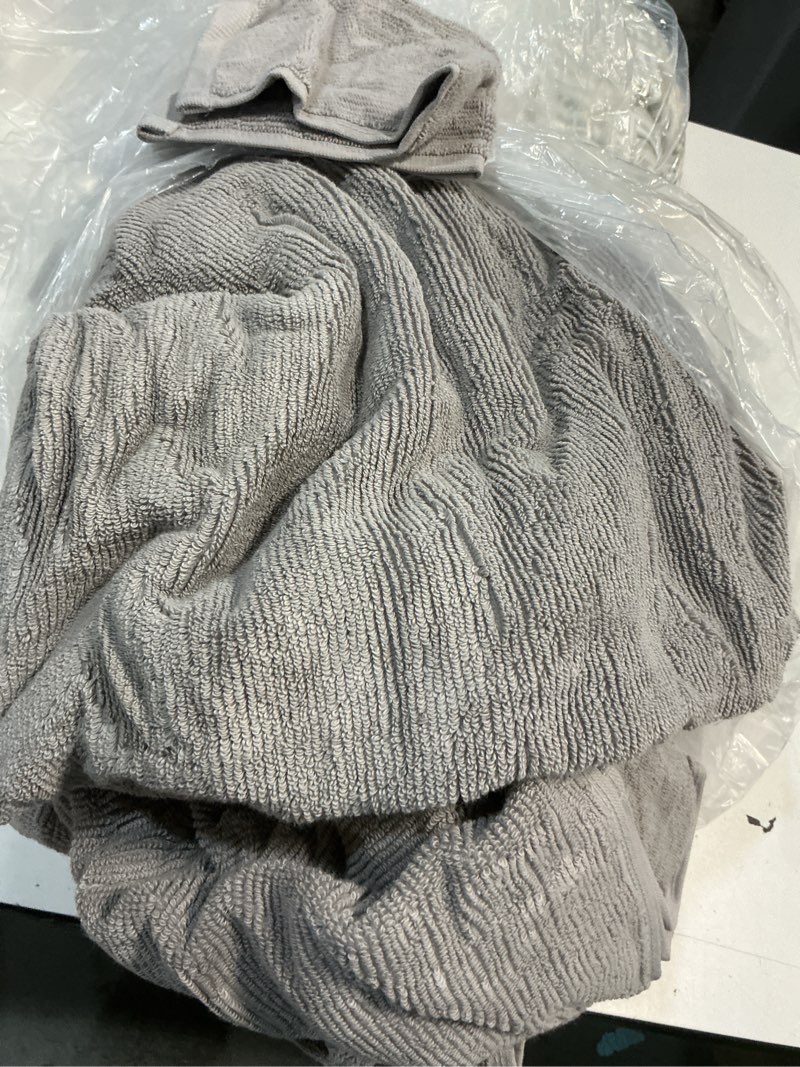Condition photo showing As Is for quince turkish ribbed quick dry bath sheet bundle, one size, grey