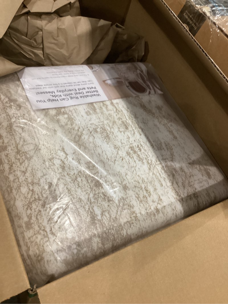 Condition photo showing Good Condition for 7x9 Area Rug for Living Room Washable Abstract Vintage Soft Thin Indoor Floor Non-Slip Carpet for Bedroom Dining Room Beige Beige 7' x 9' (Rectangular)