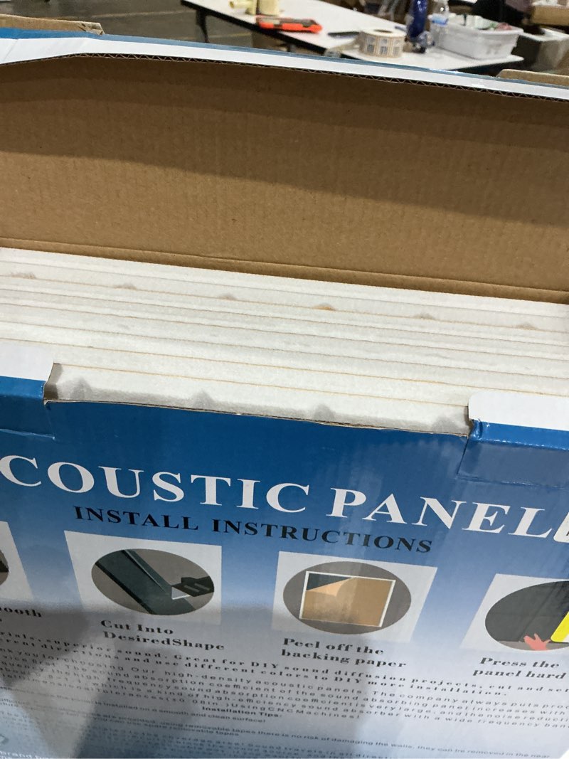 Condition photo showing Good Condition for bshead 8 pack large soundproof wall panels, 15.7 x 15.7 x 0.47 in sound proof foam panels for walls, 1.2lb/ft³ high density, thicker 0.47in, acoustic panels, sound dampening panels white big 8 pack snow-white