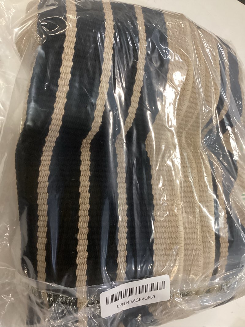Condition photo showing Good Condition for kimode striped outdoor rug 3'x 5',washable reversible striped outdoor patio rugs,cotton hand woven farmhouse welcome layered door mats for front door entryway porch spring decor black and khaki 3' x 5' (rectangular) black and khaki stripes