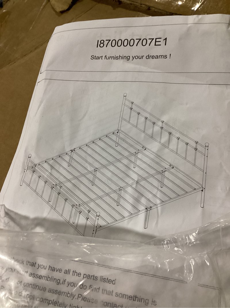 Condition photo showing Good Condition for similar to stock photo  possibly incomplete .. 12 inches queen size bed frame with minimalist headboard,metal platform base with strong metal slats,mattress foundation for under bed storage,easy assembly,black queen 12 inch