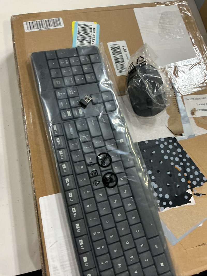 Condition photo showing New/Like New for logitech mk235 wireless keyboard and mouse combo for windows, 2.4 ghz wireless unifying usb receiver, 15 fn keys, long battery life, compatible with pc, laptop