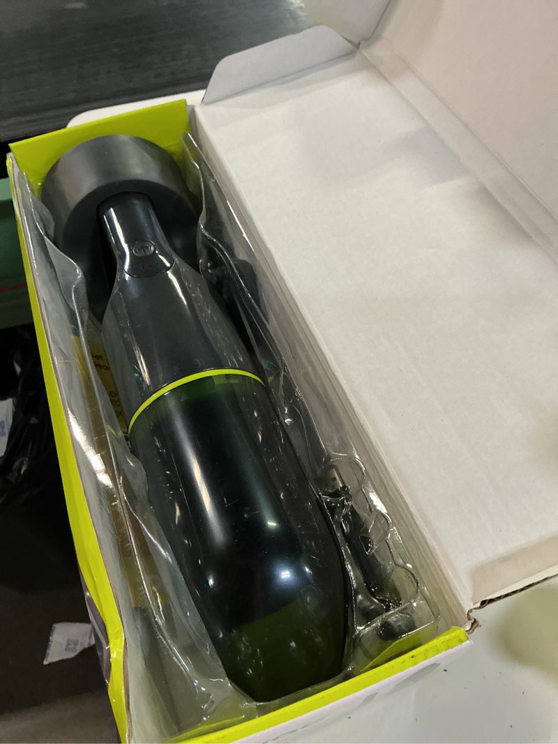 Condition photo showing As Is for ionvac handvac handheld cordless vacuum, pet-friendly multi-surface lightweight vacuum cleaner with usb charging, model #7441, green