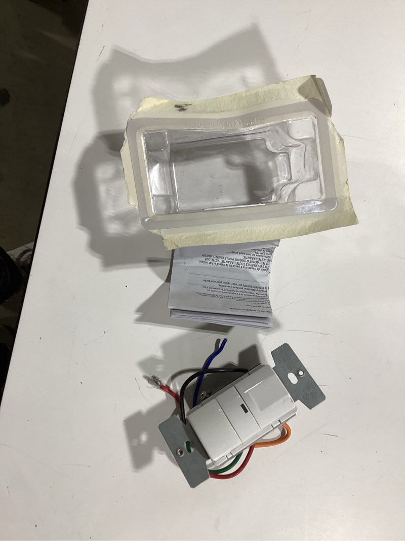 Condition photo showing As Is for eaton single-pole/3-way 15 -amp occupancy motion sensor light switch , white