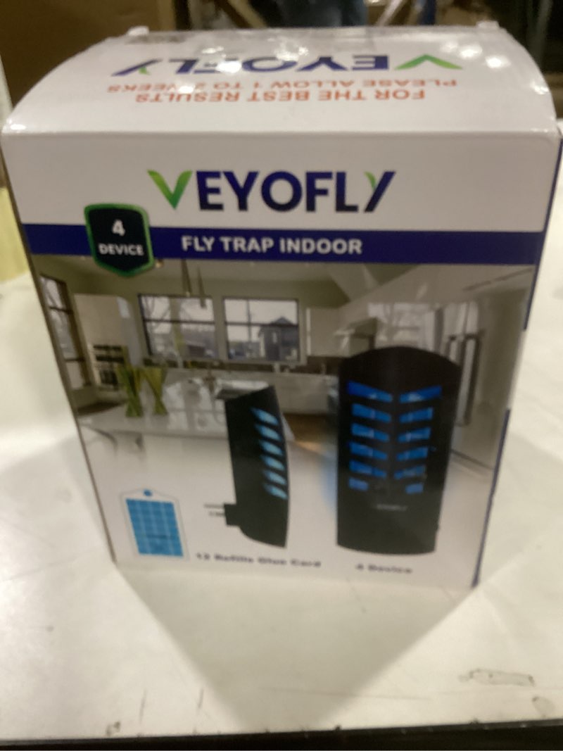 Condition photo showing New/Like New for VEYOFLY Fruit Fly Traps for Indoors, Fly Trap Indoor, (4 Device + 12 Refills) Fly Catcher Indoor, Gnat Traps for House Indoor, Fly Trap, Plug in Light Flying Insect Trap, Bug Killer 4 Devices + 12 Refills Black