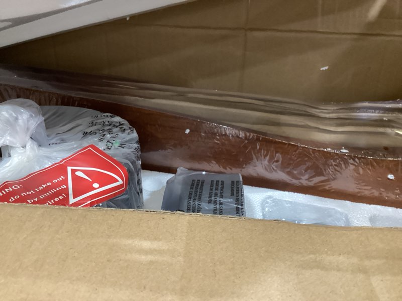 Condition photo showing Good Condition for wingbo 54 inch dc ceiling fan without lights, 4 carved solid wood blades, 6-speed noiseless reversible dc motor, modern ceiling fan no light with remote, black finish with walnut blades, etl listed