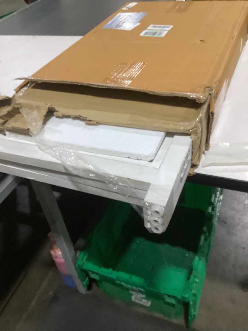 Condition photo showing New/Like New for lightnpro foldable carved wooden dog gate 72 inch - pre assembled freestanding indoor pet barrier for home, adjustable dog fence for stairs, doorways & hallways - 24x18 inch (4 panels) antique white 24x72 - milo antique white flower
