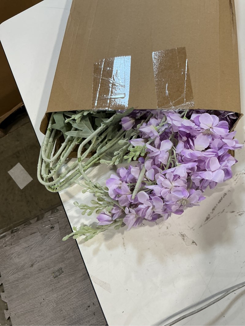Condition photo showing Good Condition for thiccywoov 12 pcs delphinium artificial flower 35.4'' long larkspur stem silk fake faux flowers bulk for tall vase floral arrangements home centerpiece table wedding decor (purple) purple 12