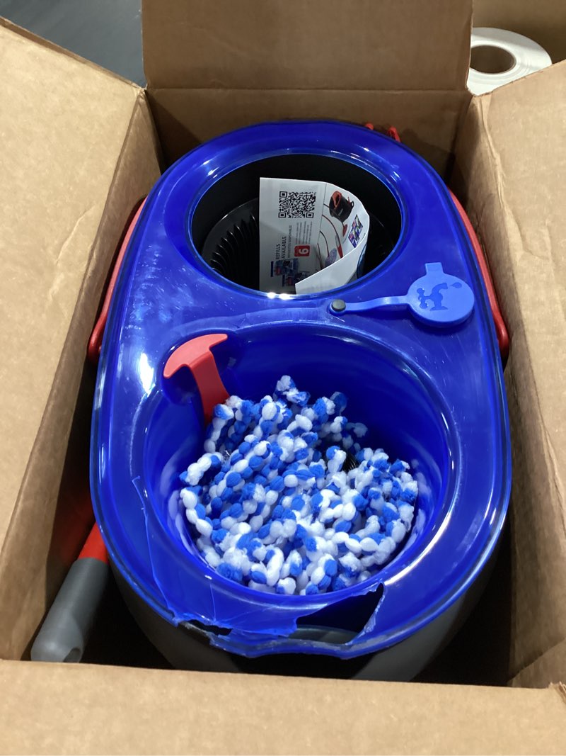 Condition photo showing As Is for o-cedar rinseclean spin mop & bucket system | clean with water | removes 99% of bacteria