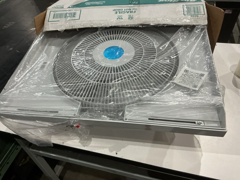 Condition photo showing As Is for air king 9155 window fan, 16-inch,white