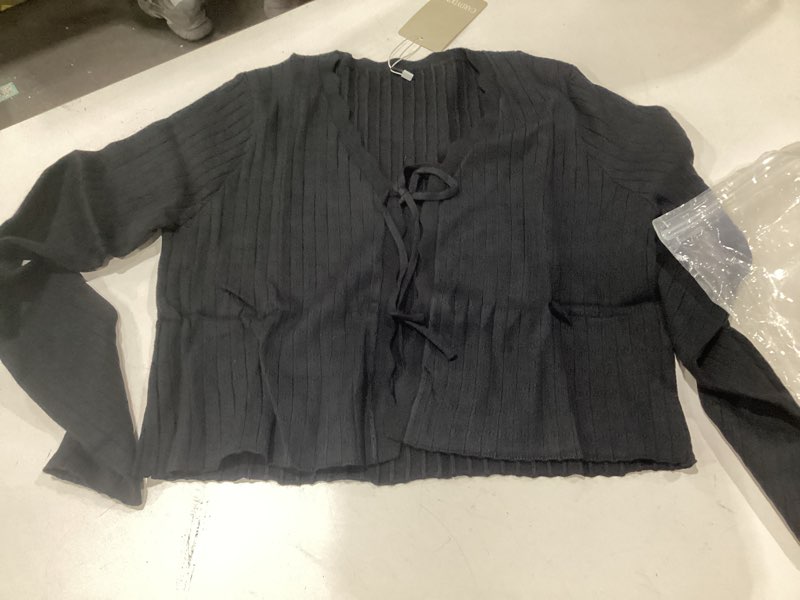 Condition photo showing Good Condition for a.jesdani women's shrug sweaters tie front long sleeve rib knit bolero open front cropped cardigan , similar to stock photo, size small